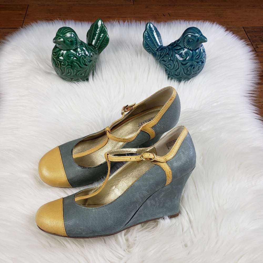 Anthropologie Seychelles Mary Jane wedge sandal shoe size 9